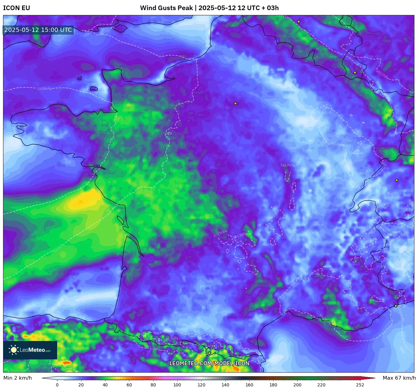 ICON - France, Wind Gusts Peak ICON - France, Wind Gusts Peak