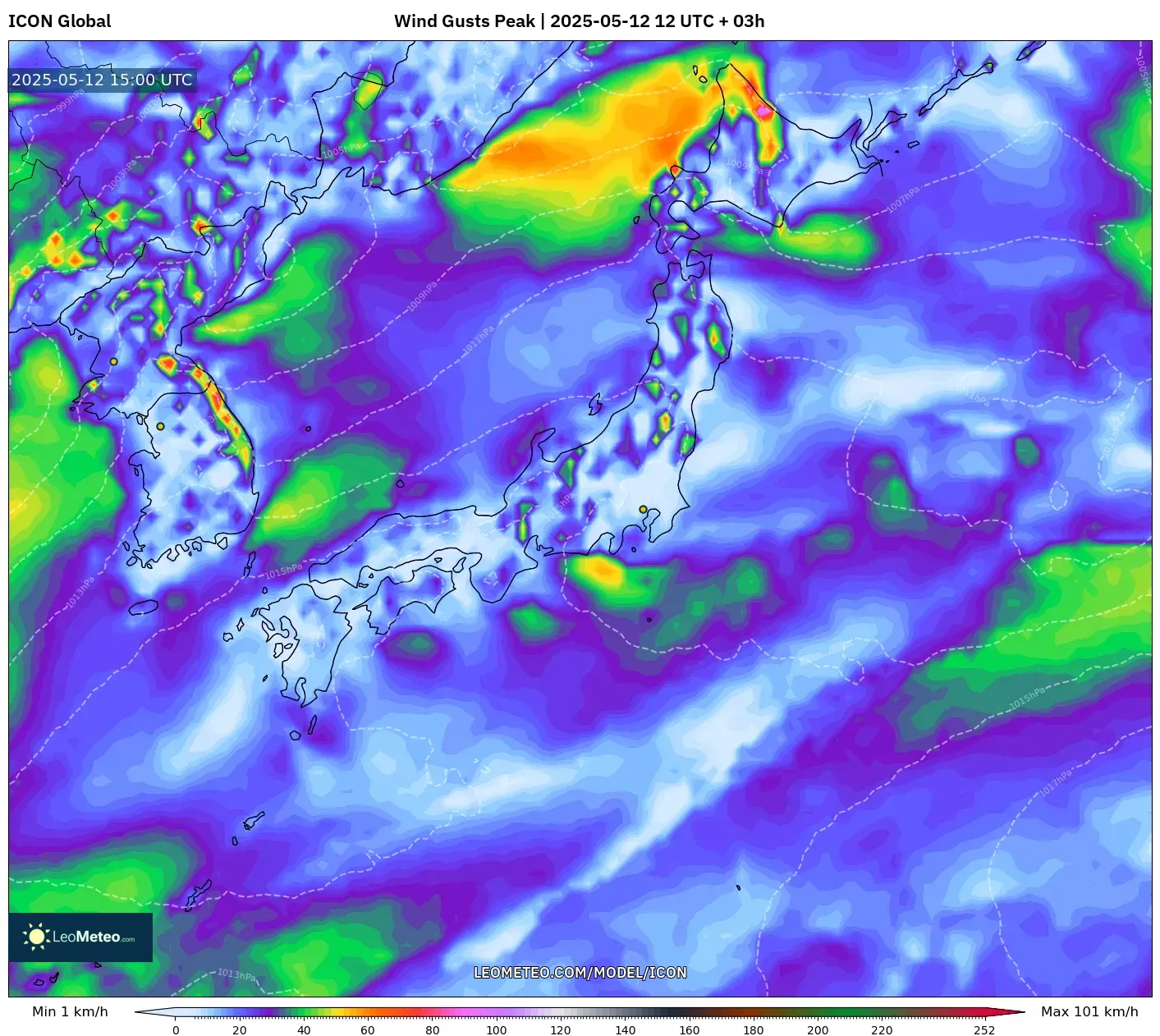 ICON - Japan, Wind Gusts Peak ICON - Japan, Wind Gusts Peak