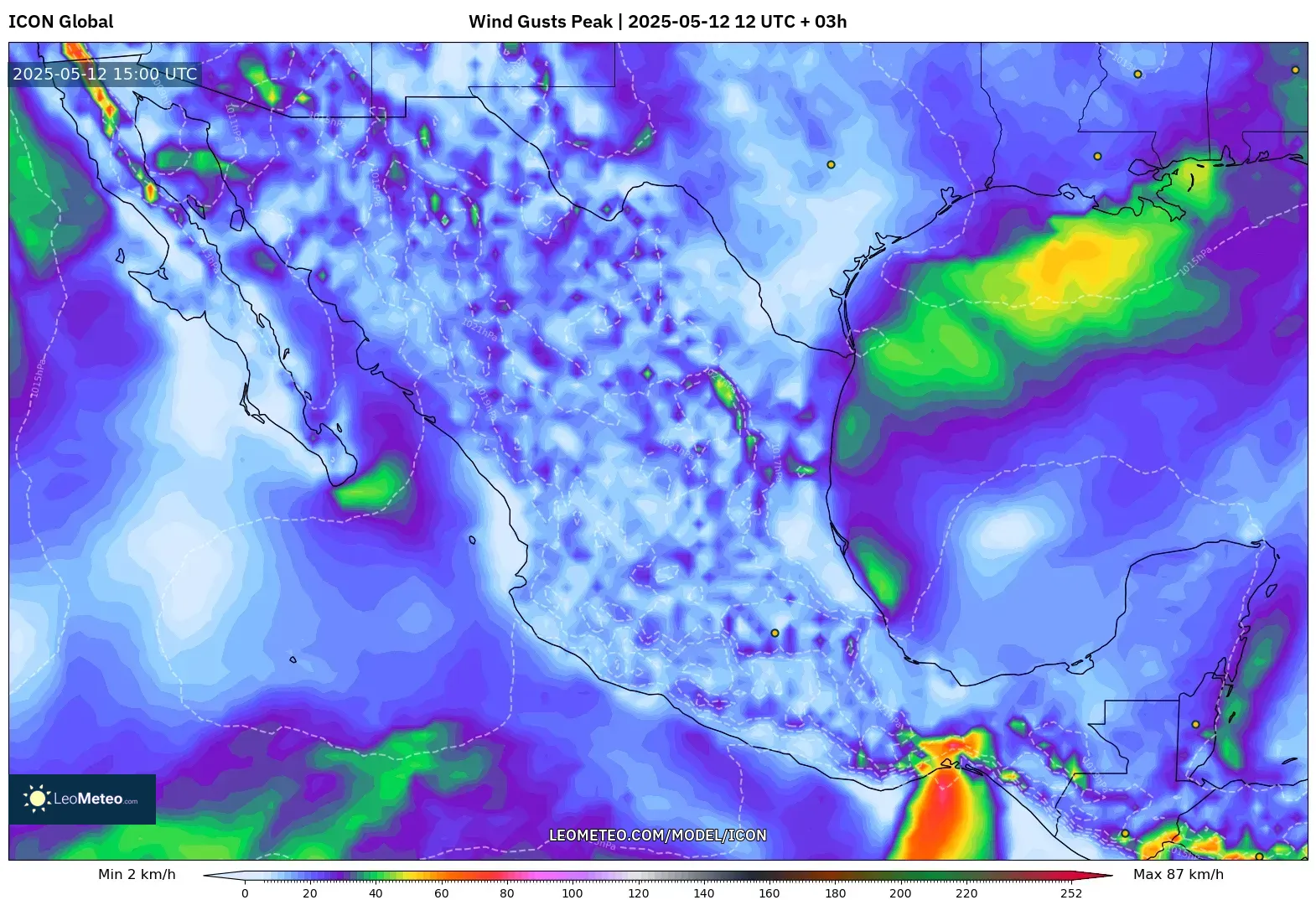 ICON - Mexico, Wind Gusts Peak ICON - Mexico, Wind Gusts Peak