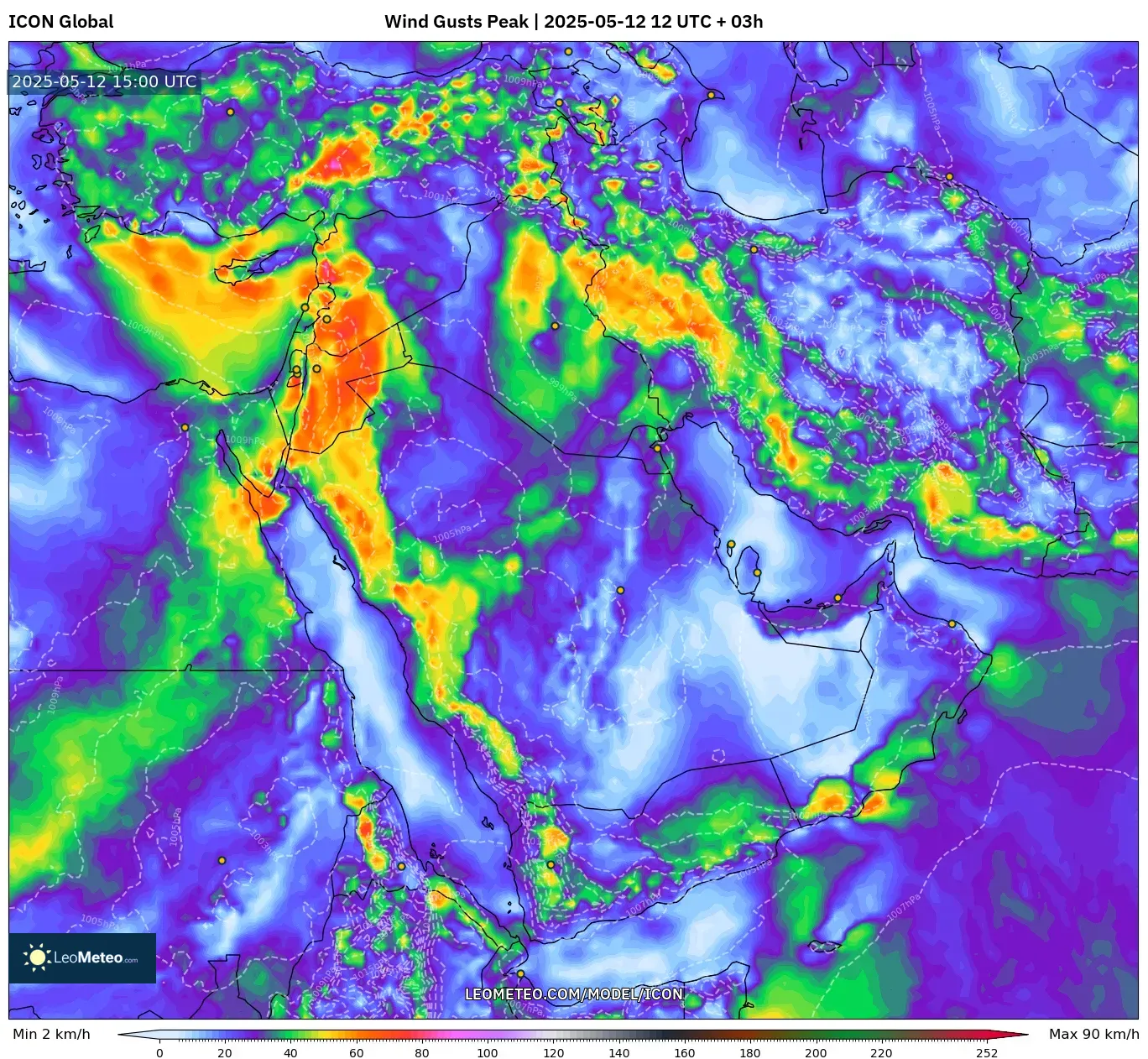 ICON - Middle East, Wind Gusts Peak ICON - Middle East, Wind Gusts Peak