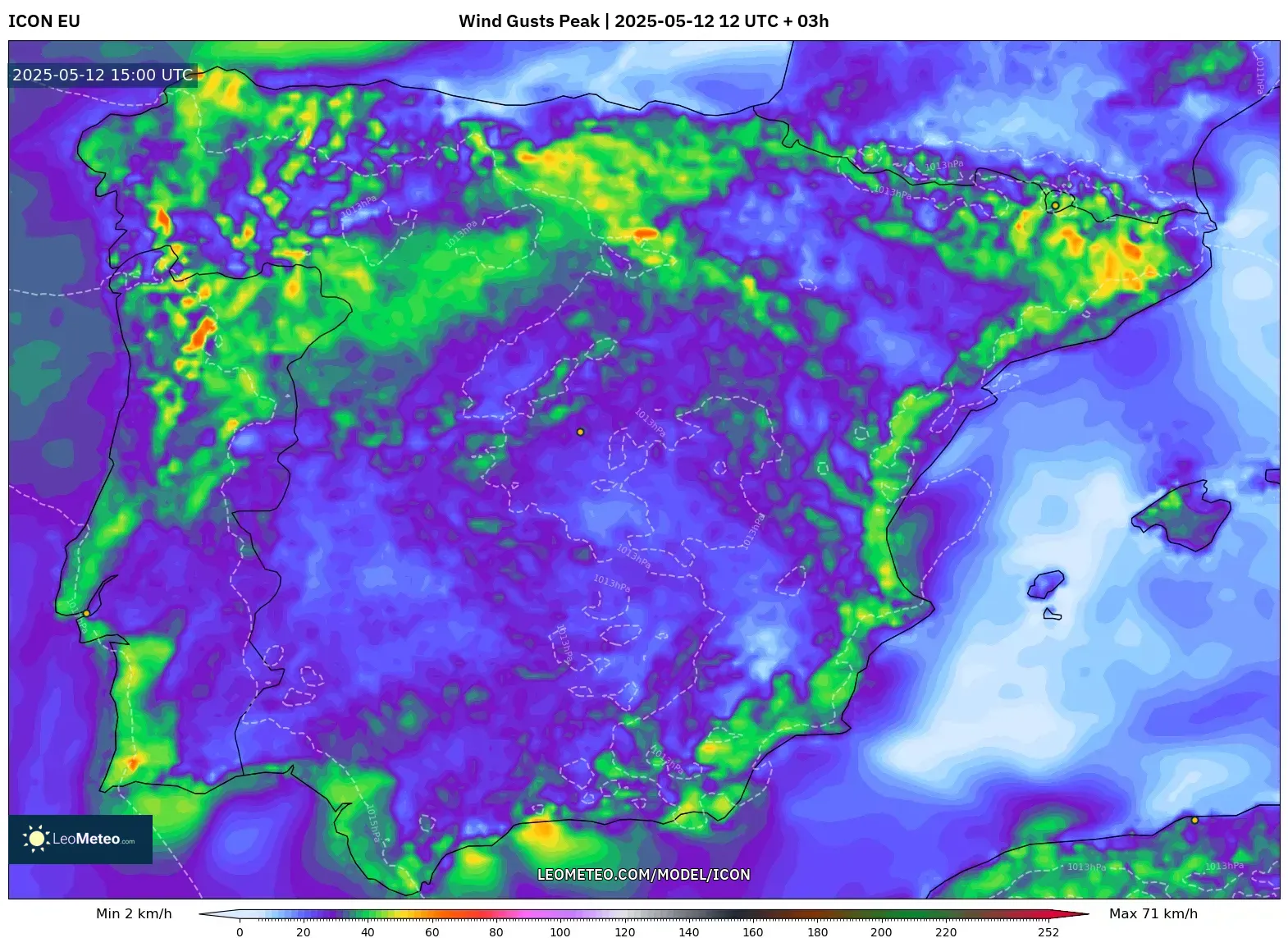 ICON - Spain, Wind Gusts Peak ICON - Spain, Wind Gusts Peak