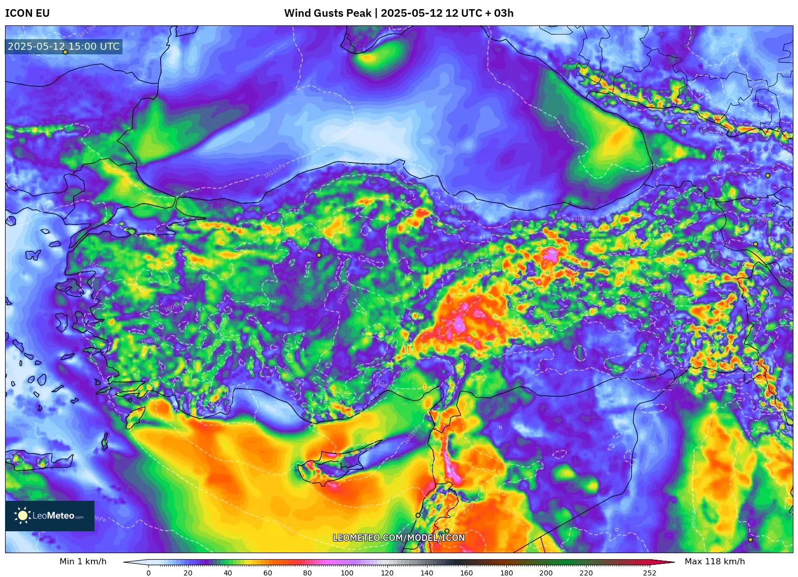ICON - Turkey, Wind Gusts Peak ICON - Turkey, Wind Gusts Peak
