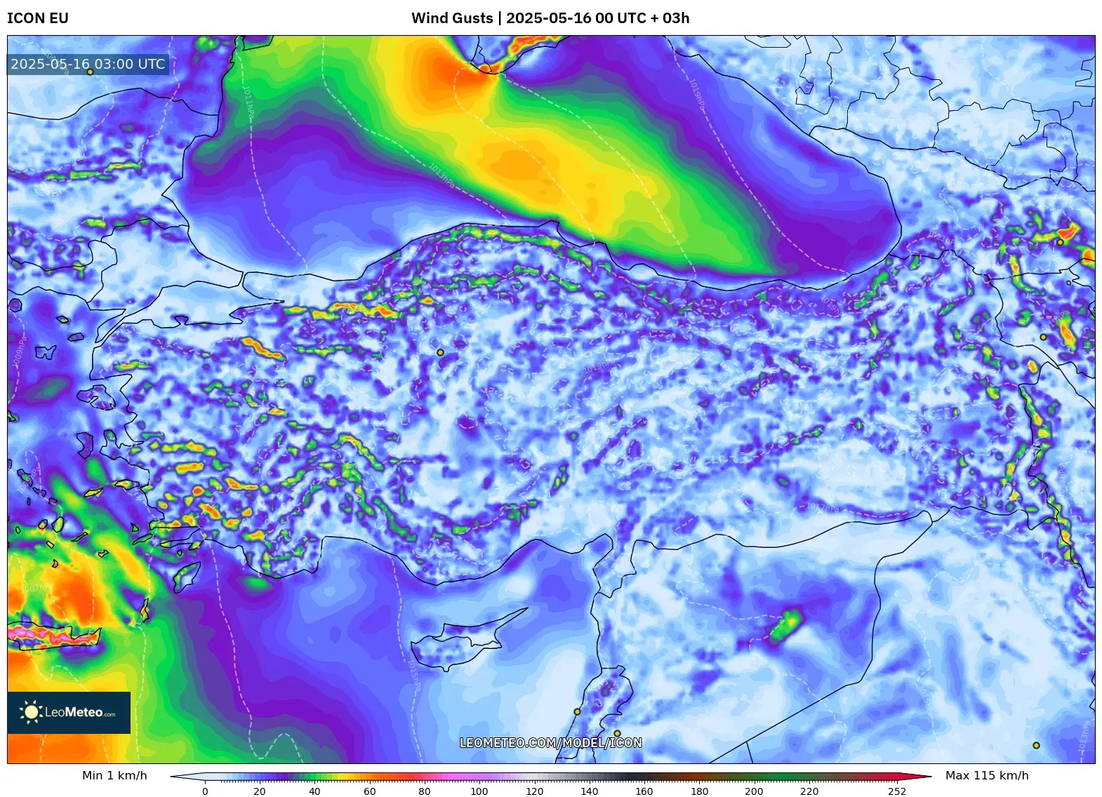 ICON model - Turkey, Wind Gusts ICON model - Turkey, Wind Gusts