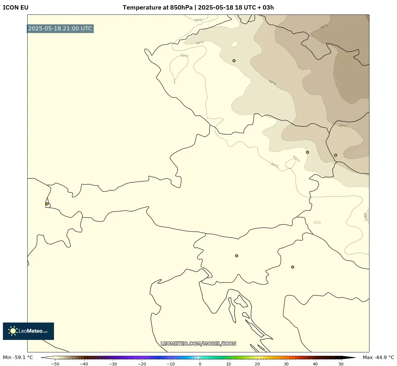 ICON model - Austria, Temperature at 850hPa ICON model - Austria, Temperature at 850hPa