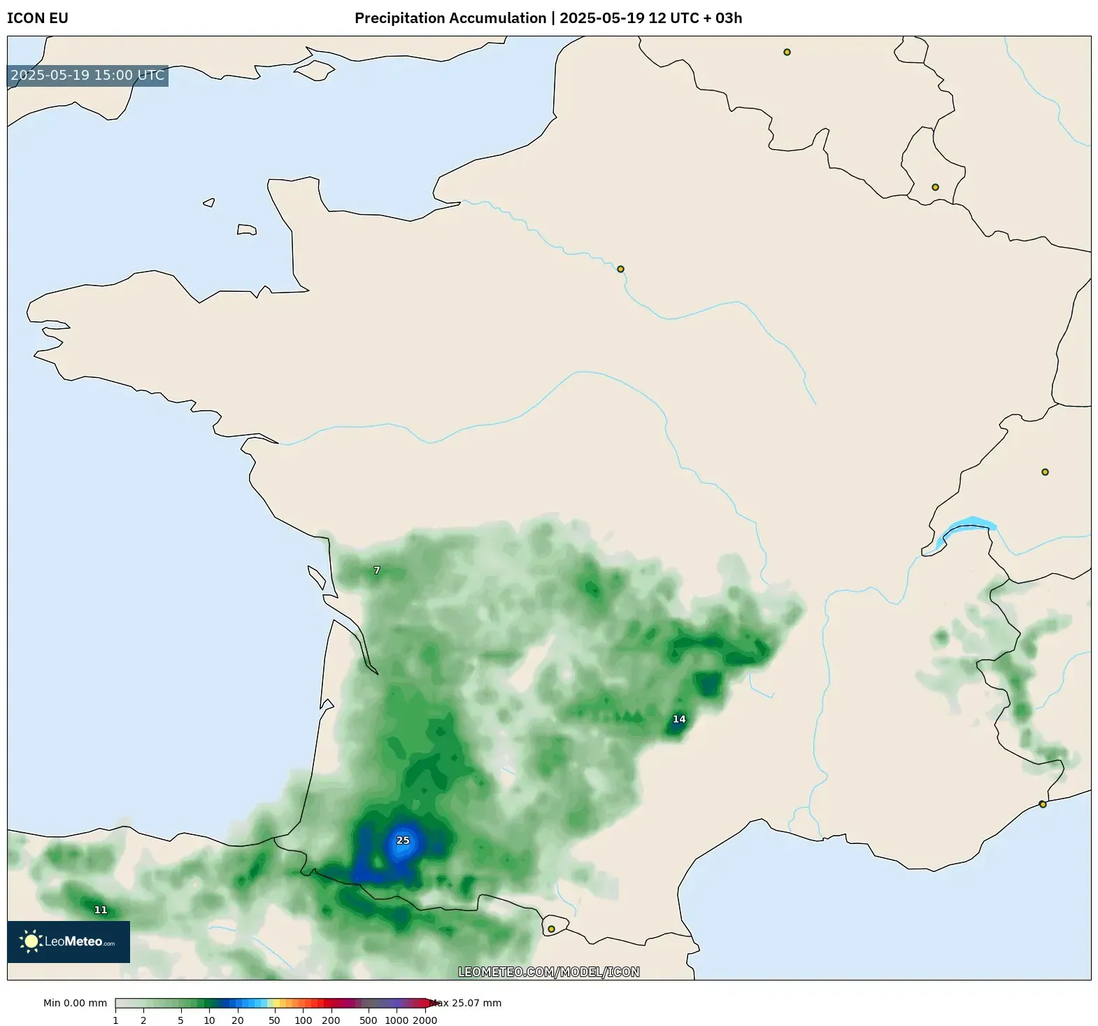 ICON model - France, Precipitation Accumulation ICON model - France, Precipitation Accumulation