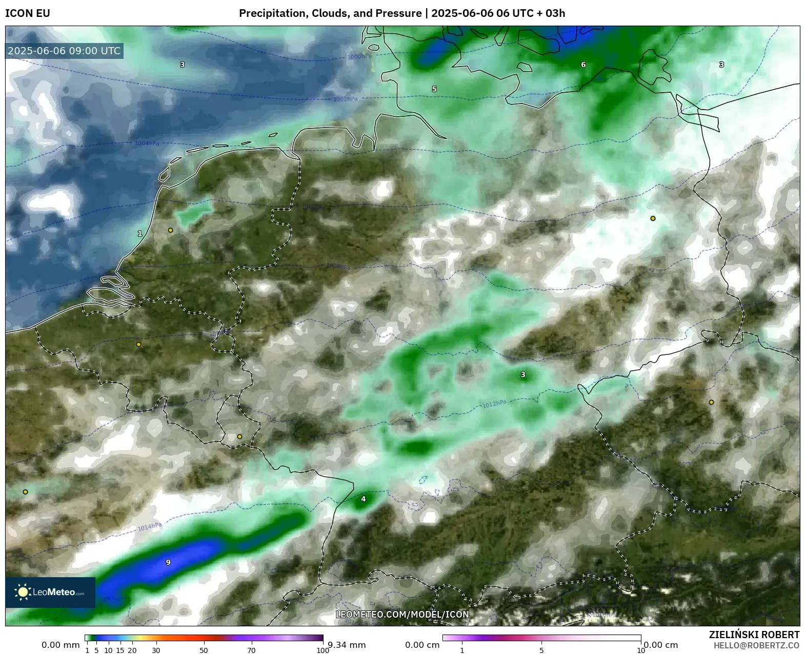 ICON model - Germany, Precipitation, Clouds, and Pressure ICON model - Germany, Precipitation, Clouds, and Pressure