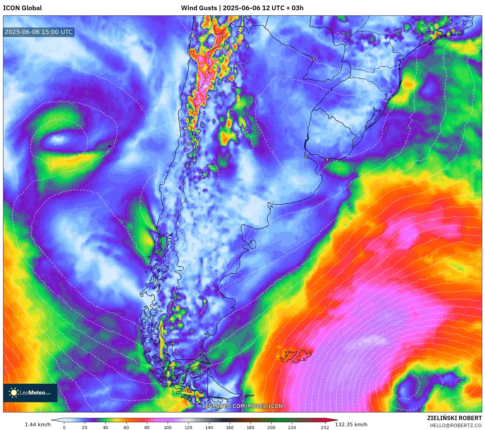 ICON model - Argentina, Wind Gusts ICON model - Argentina, Wind Gusts