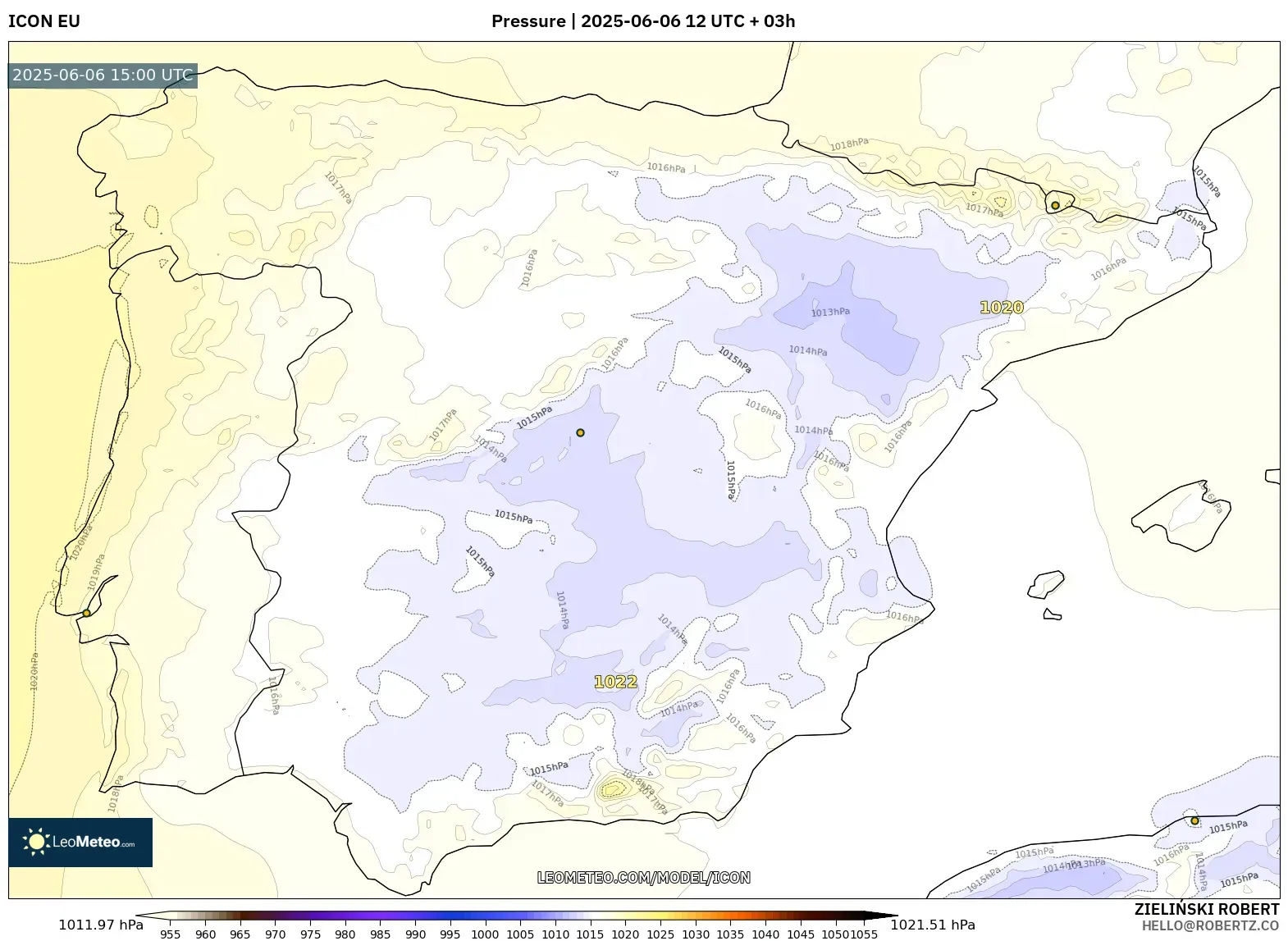 ICON model - Spain, Pressure ICON model - Spain, Pressure