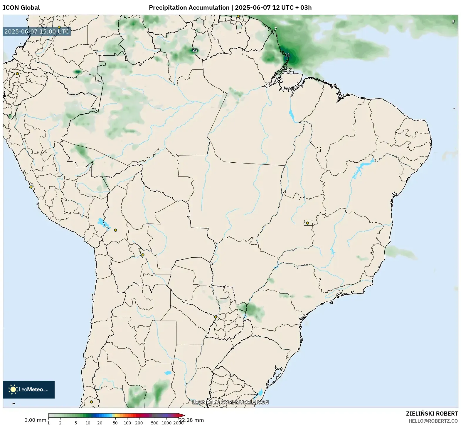 ICON model - Brasil, Akumulasi Curah Hujan ICON model - Brasil, Akumulasi Curah Hujan