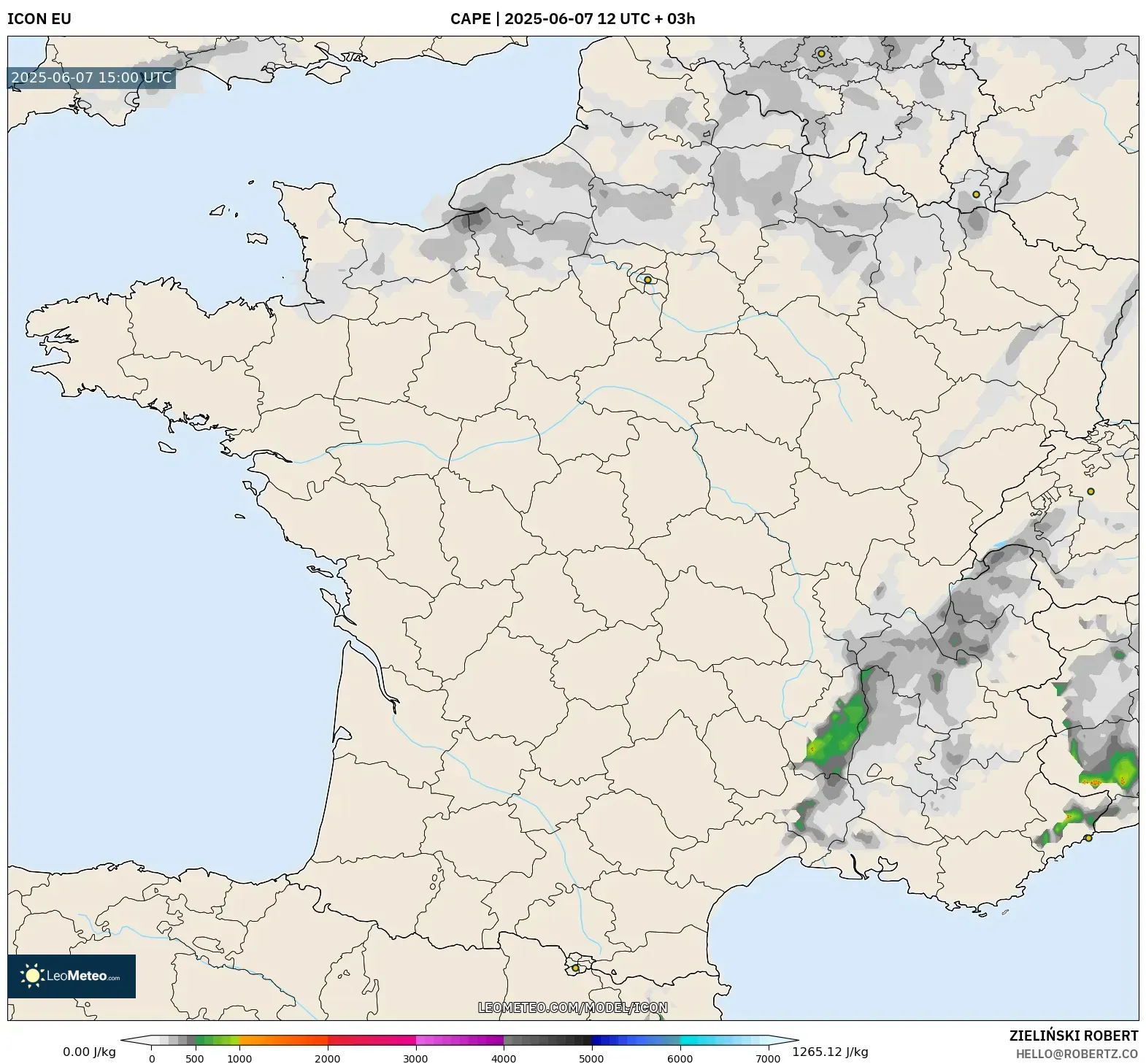 ICON model - Prancis, CAPE