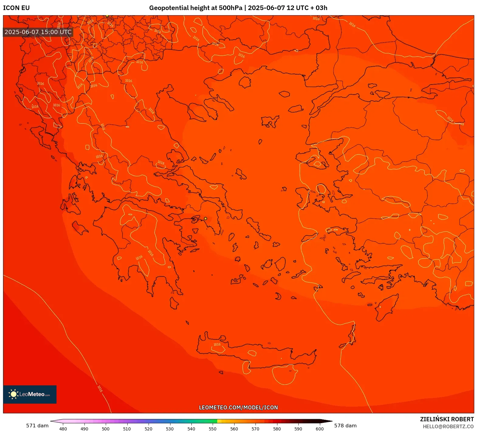 ICON model - Yunani, Ketinggian geopotensial pada 500 hPa