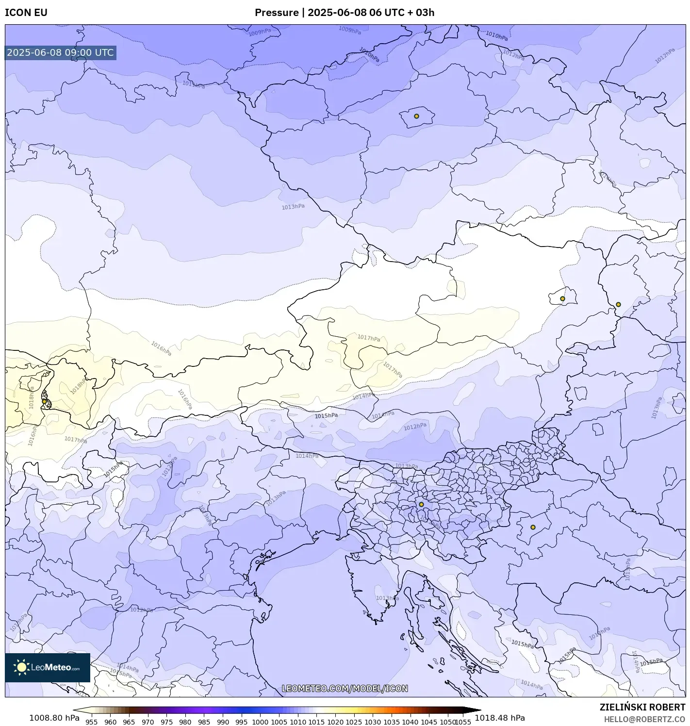 ICON model - Austria, Pressure ICON model - Austria, Pressure