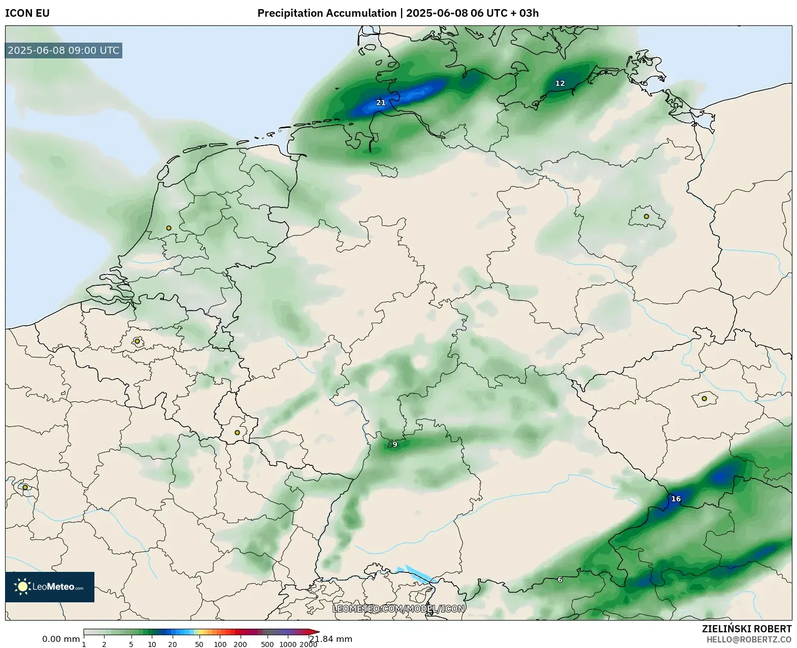 ICON model - Germany, Precipitation Accumulation ICON model - Germany, Precipitation Accumulation