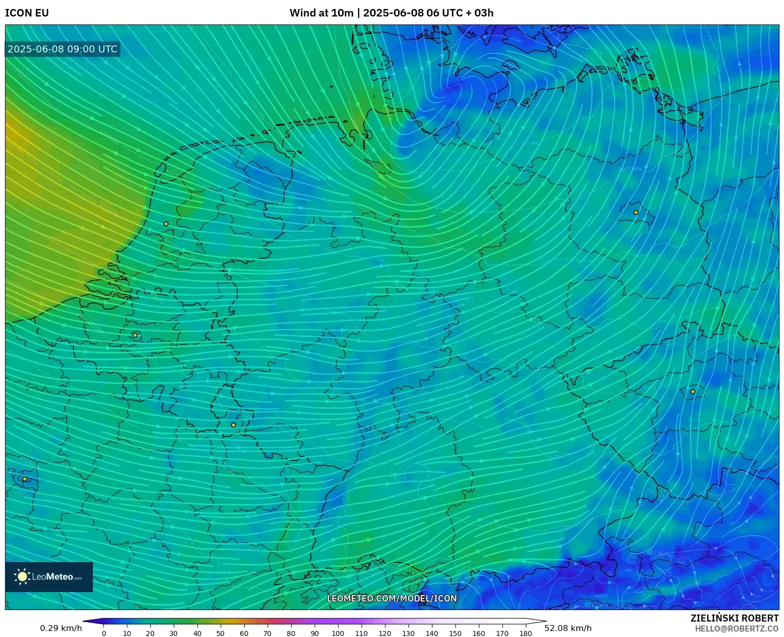 ICON model - Germany, Wind at 10m