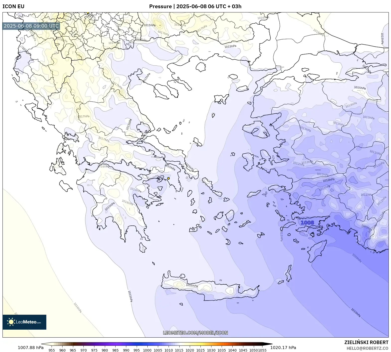 ICON model - Greece, Pressure ICON model - Greece, Pressure