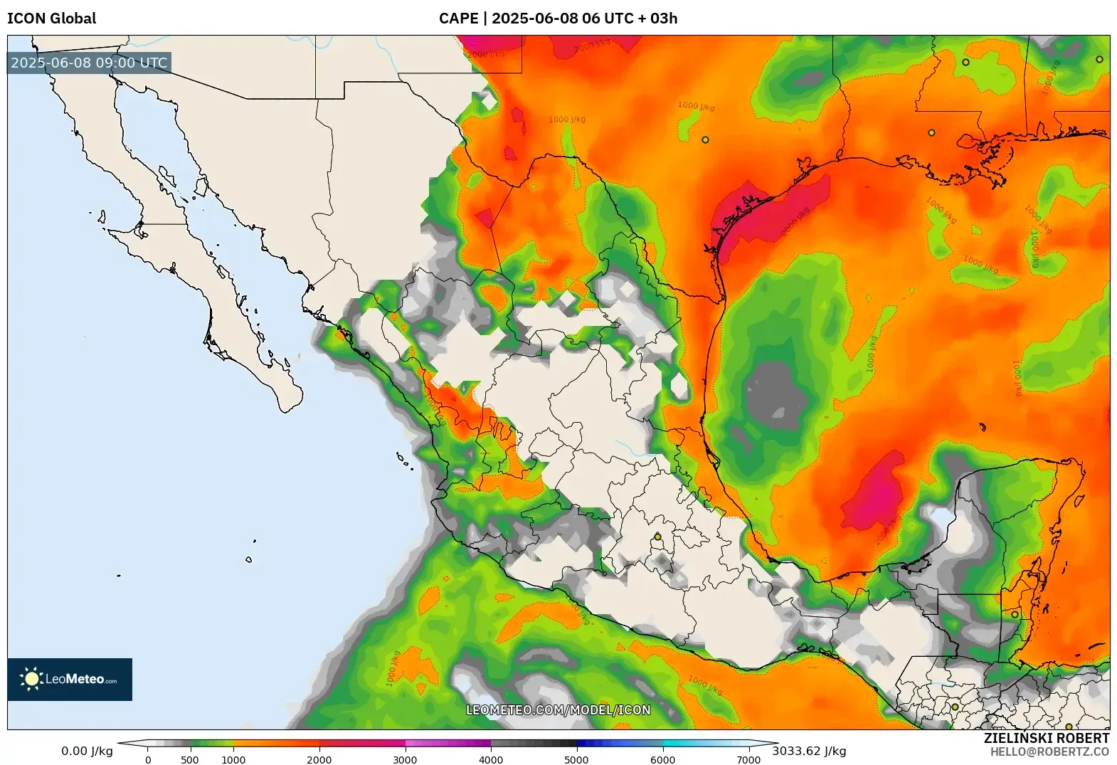 ICON model - Mexico, CAPE ICON model - Mexico, CAPE