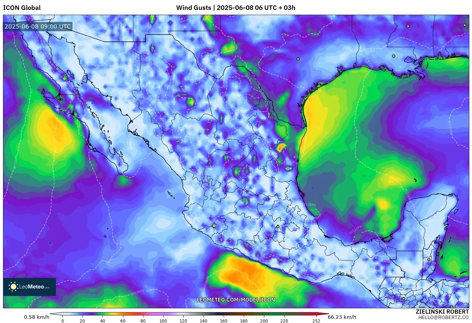 ICON model - Mexico, Wind Gusts ICON model - Mexico, Wind Gusts