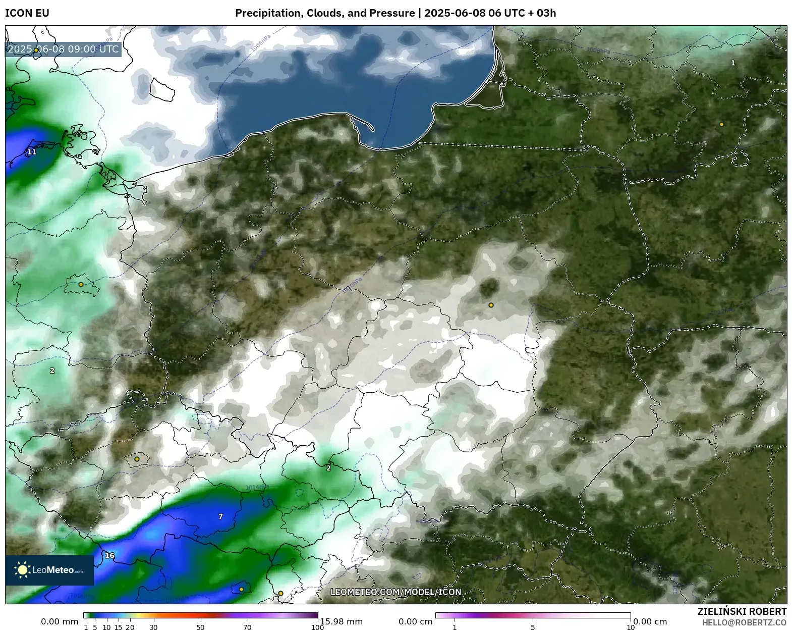 ICON model - Poland, Precipitation, Clouds, and Pressure ICON model - Poland, Precipitation, Clouds, and Pressure