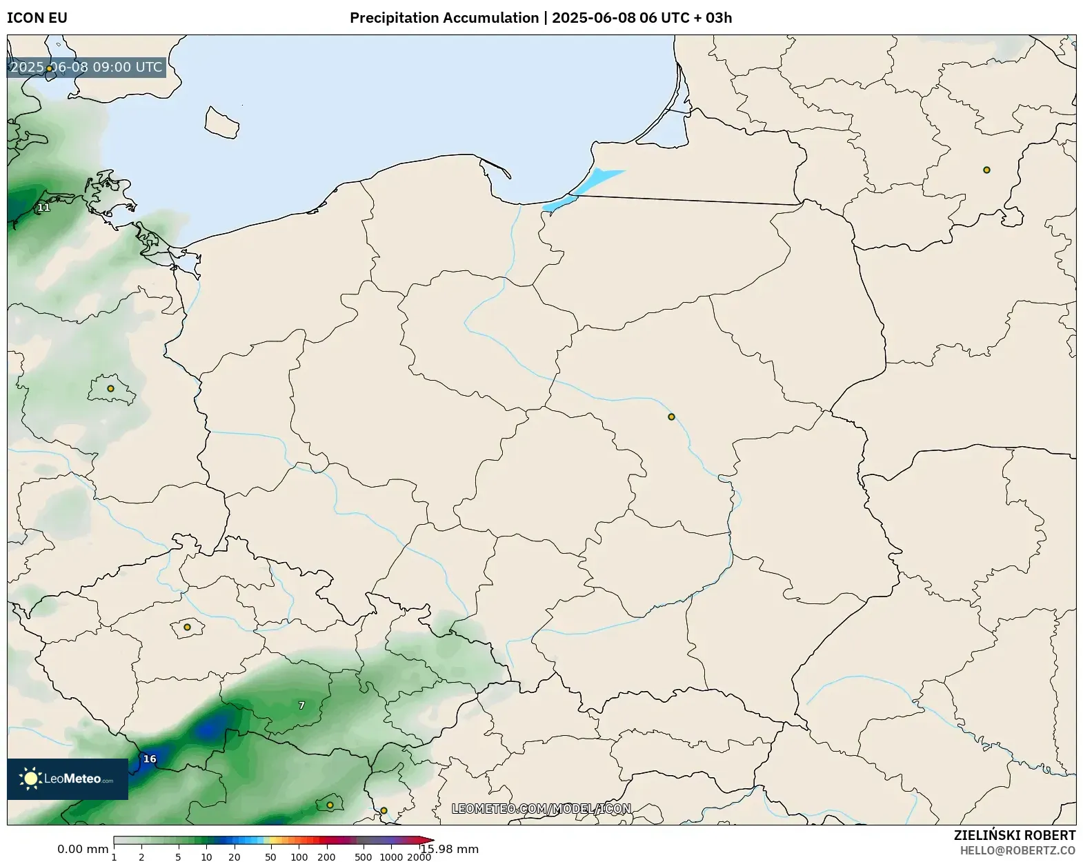 ICON model - Poland, Precipitation Accumulation ICON model - Poland, Precipitation Accumulation