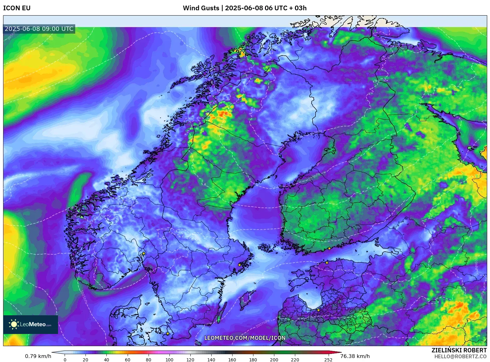 ICON model - Scandinavia, Wind Gusts ICON model - Scandinavia, Wind Gusts
