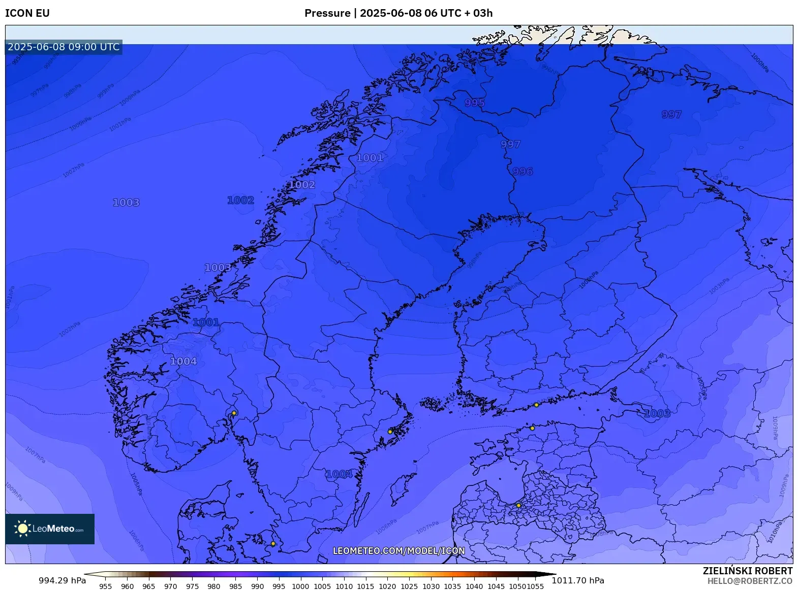 ICON model - Scandinavia, Pressure ICON model - Scandinavia, Pressure