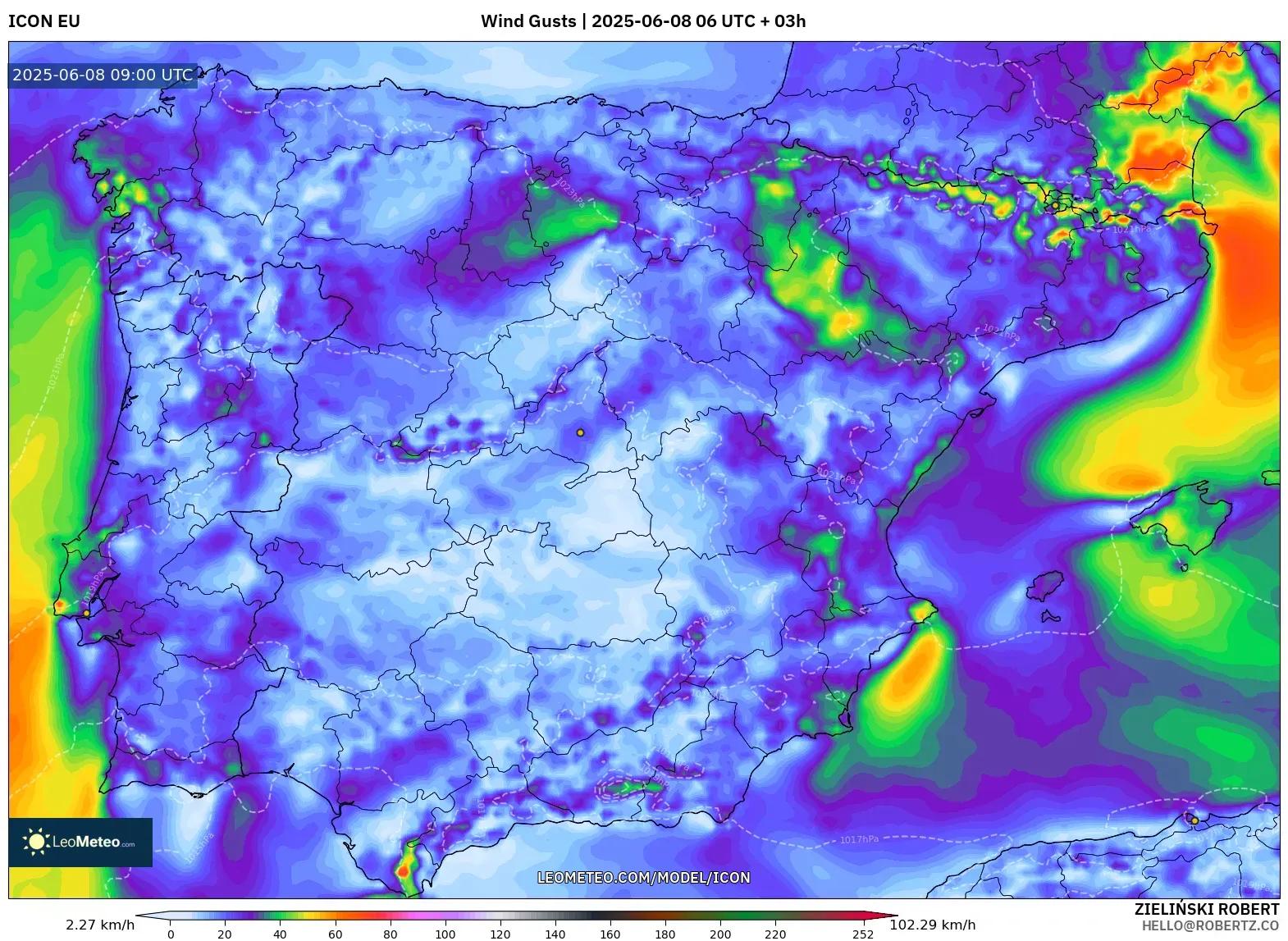 ICON model - Spain, Wind Gusts ICON model - Spain, Wind Gusts