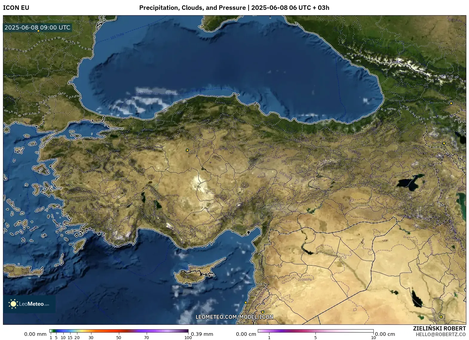 ICON model - Turkey, Precipitation, Clouds, and Pressure ICON model - Turkey, Precipitation, Clouds, and Pressure