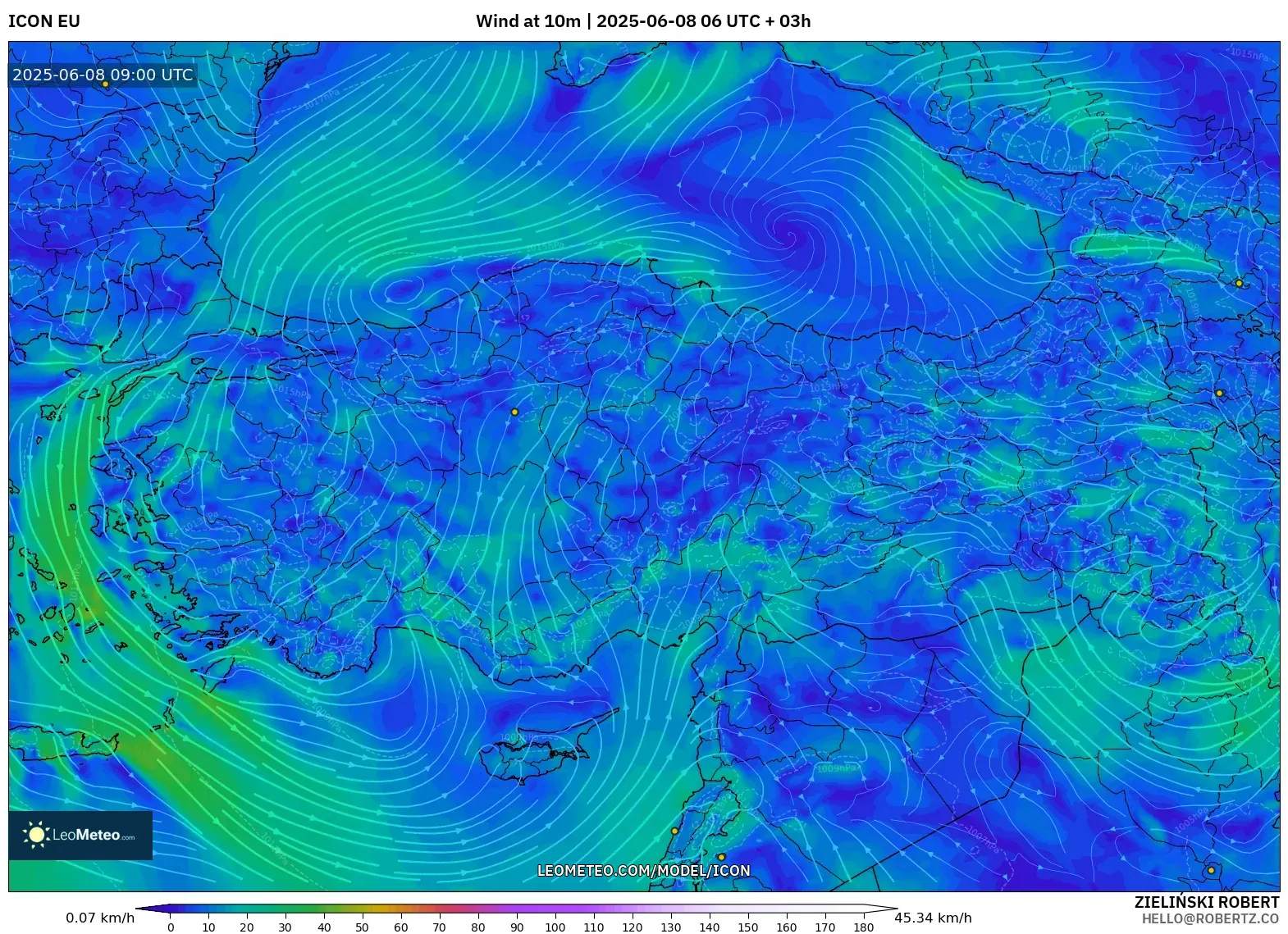 ICON model - Turkey, Wind at 10m ICON model - Turkey, Wind at 10m