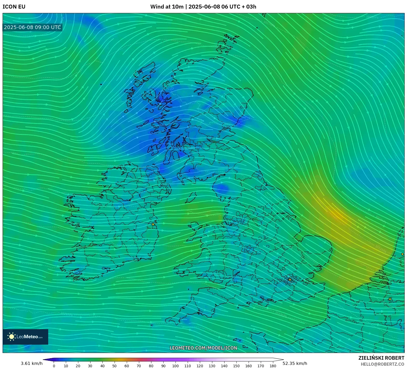 ICON model - United Kingdom, Wind at 10m ICON model - United Kingdom, Wind at 10m