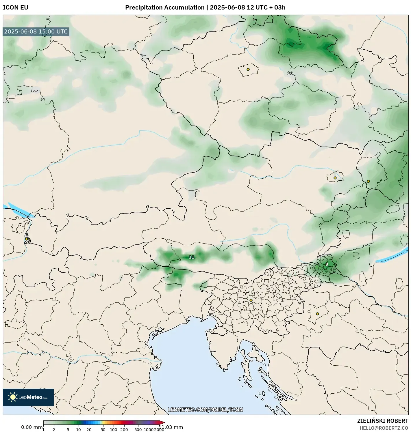 ICON model - Austria, Precipitation Accumulation ICON model - Austria, Precipitation Accumulation