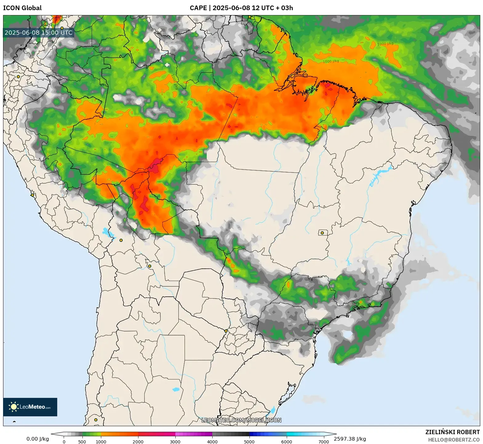 ICON model - Brazil, CAPE ICON model - Brazil, CAPE