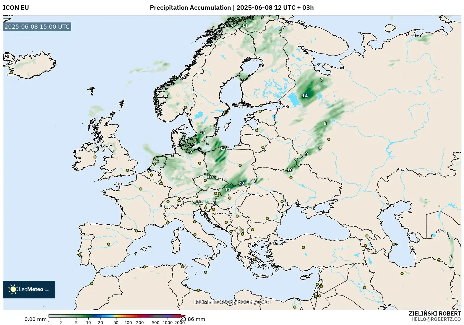 ICON model - Europe, Precipitation Accumulation ICON model - Europe, Precipitation Accumulation