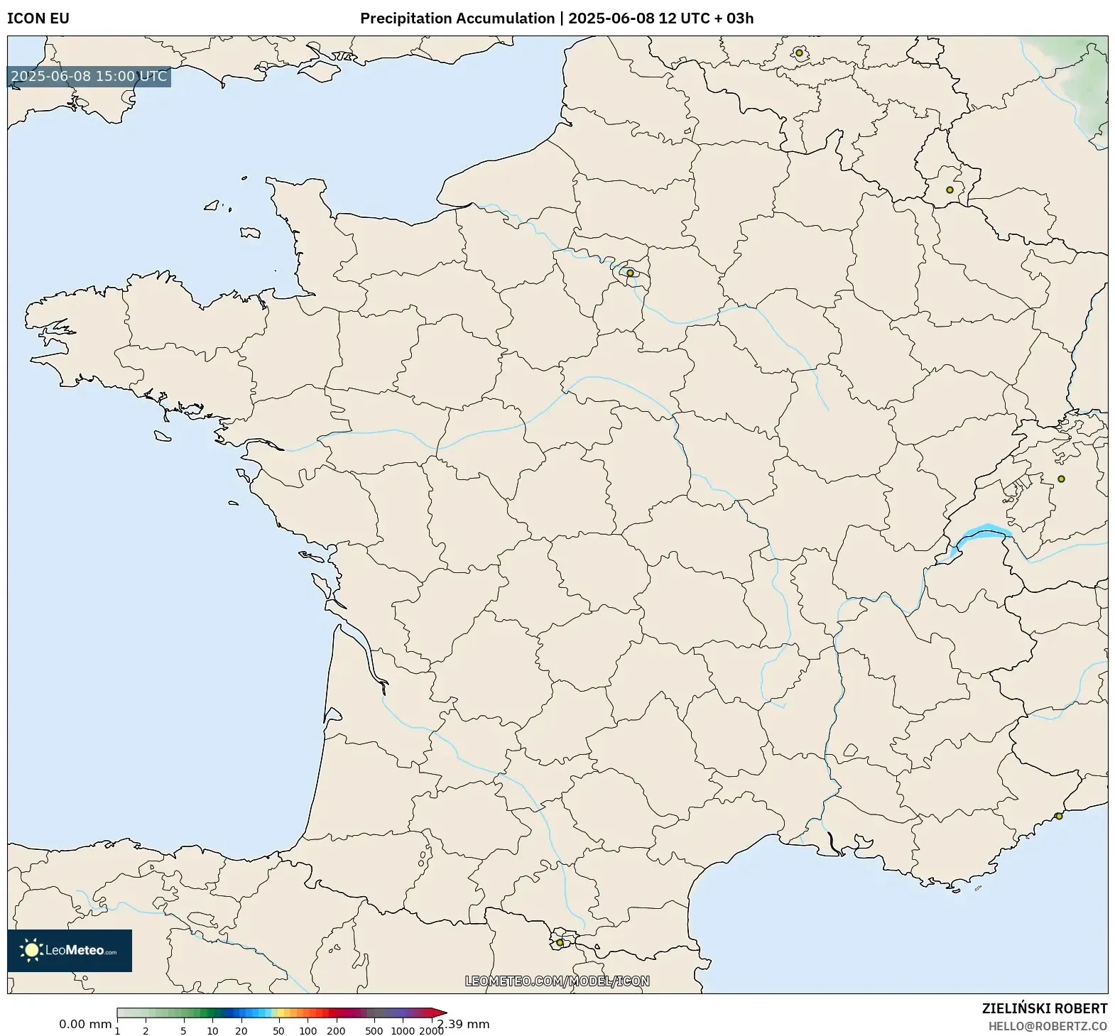 ICON model - France, Precipitation Accumulation ICON model - France, Precipitation Accumulation