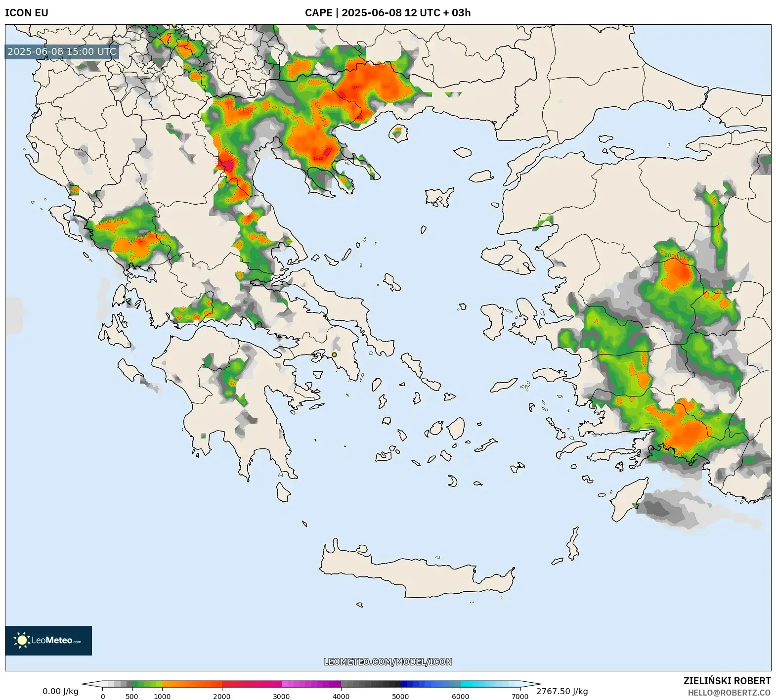 ICON model - Greece, CAPE ICON model - Greece, CAPE
