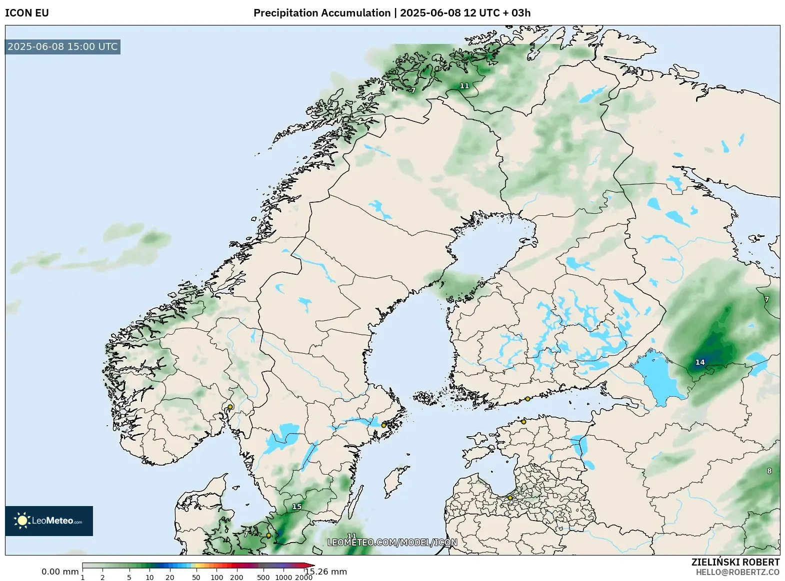 ICON model - Scandinavia, Precipitation Accumulation ICON model - Scandinavia, Precipitation Accumulation