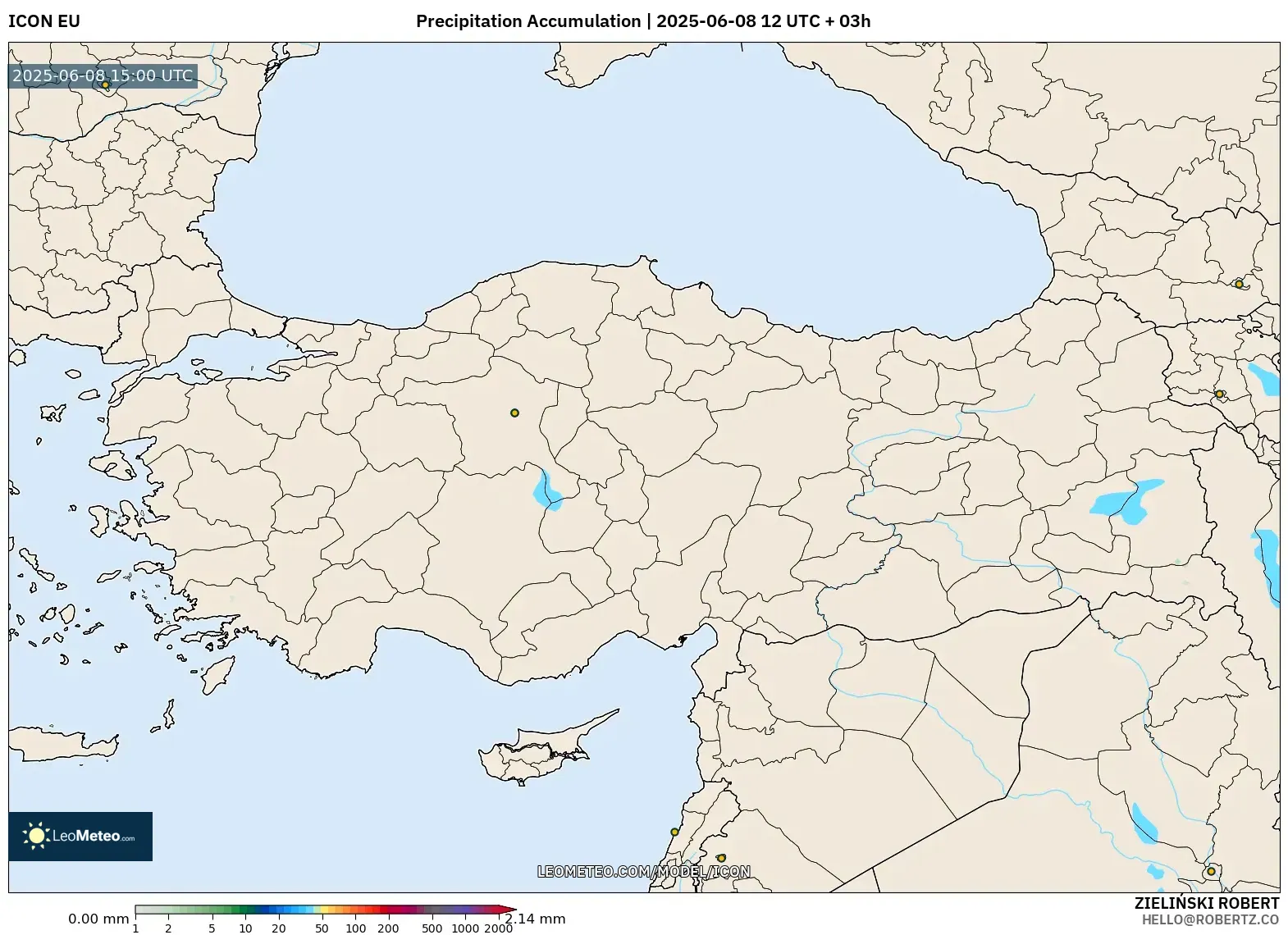 ICON model - Turkey, Precipitation Accumulation ICON model - Turkey, Precipitation Accumulation