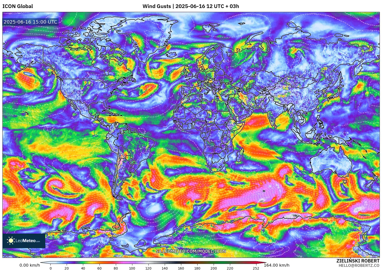 ICON model - World, Wind Gusts ICON model - World, Wind Gusts