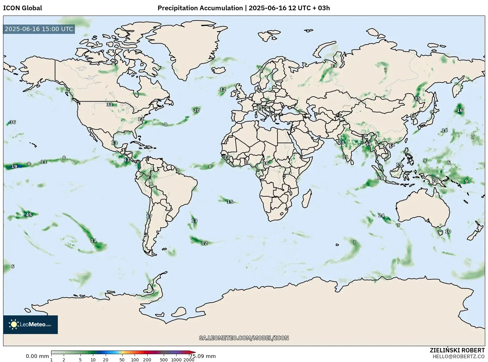 ICON model - World, Precipitation Accumulation ICON model - World, Precipitation Accumulation