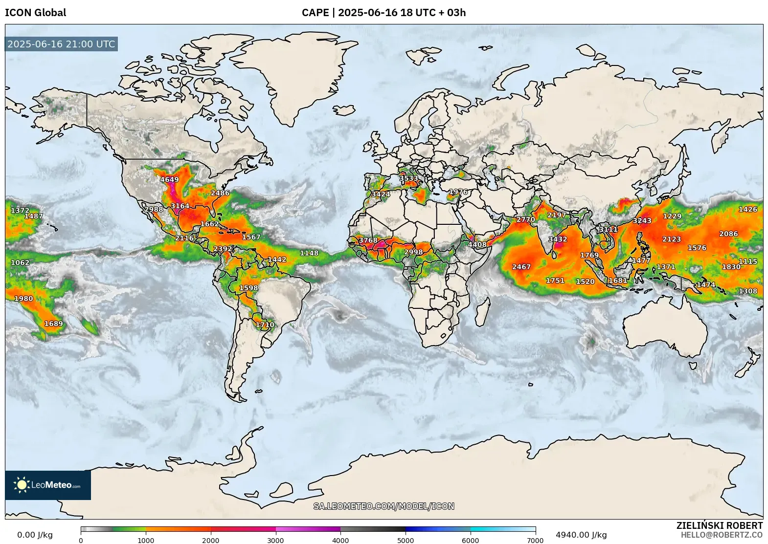 ICON model - World, CAPE ICON model - World, CAPE