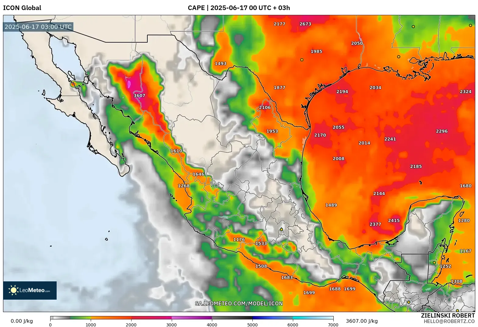 ICON model - Mexico, CAPE ICON model - Mexico, CAPE