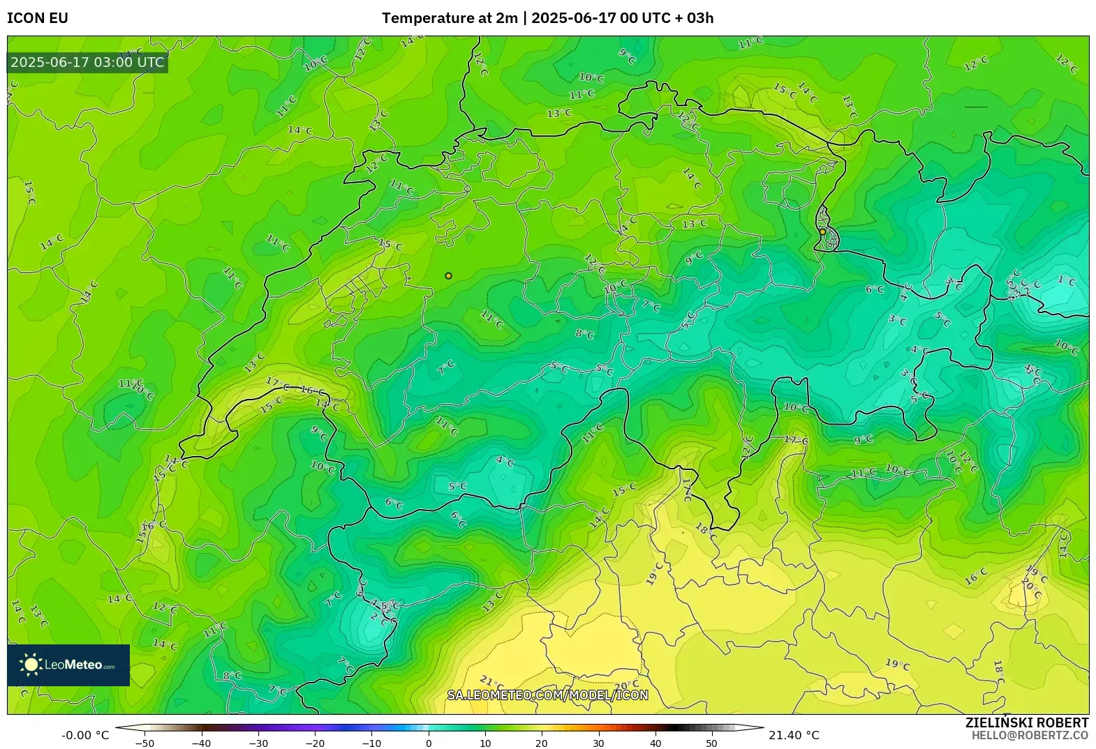 ICON model - Switzerland, Suhu pada 2 m