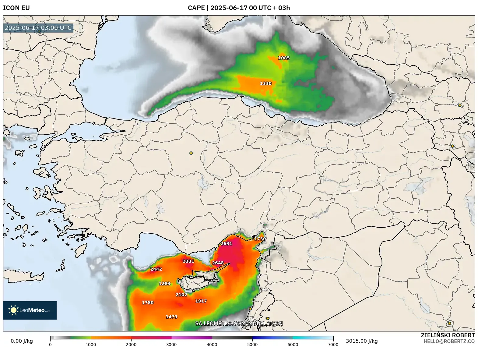 ICON model - Turki, CAPE ICON model - Turki, CAPE