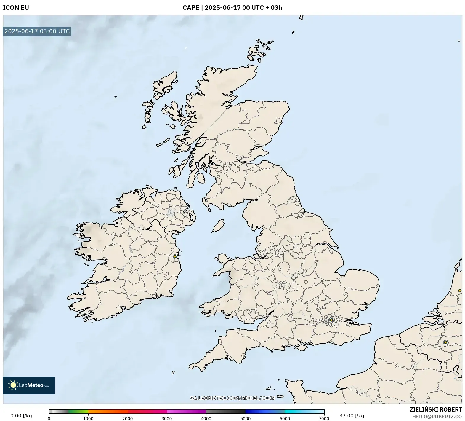 ICON model - United Kingdom, CAPE ICON model - United Kingdom, CAPE