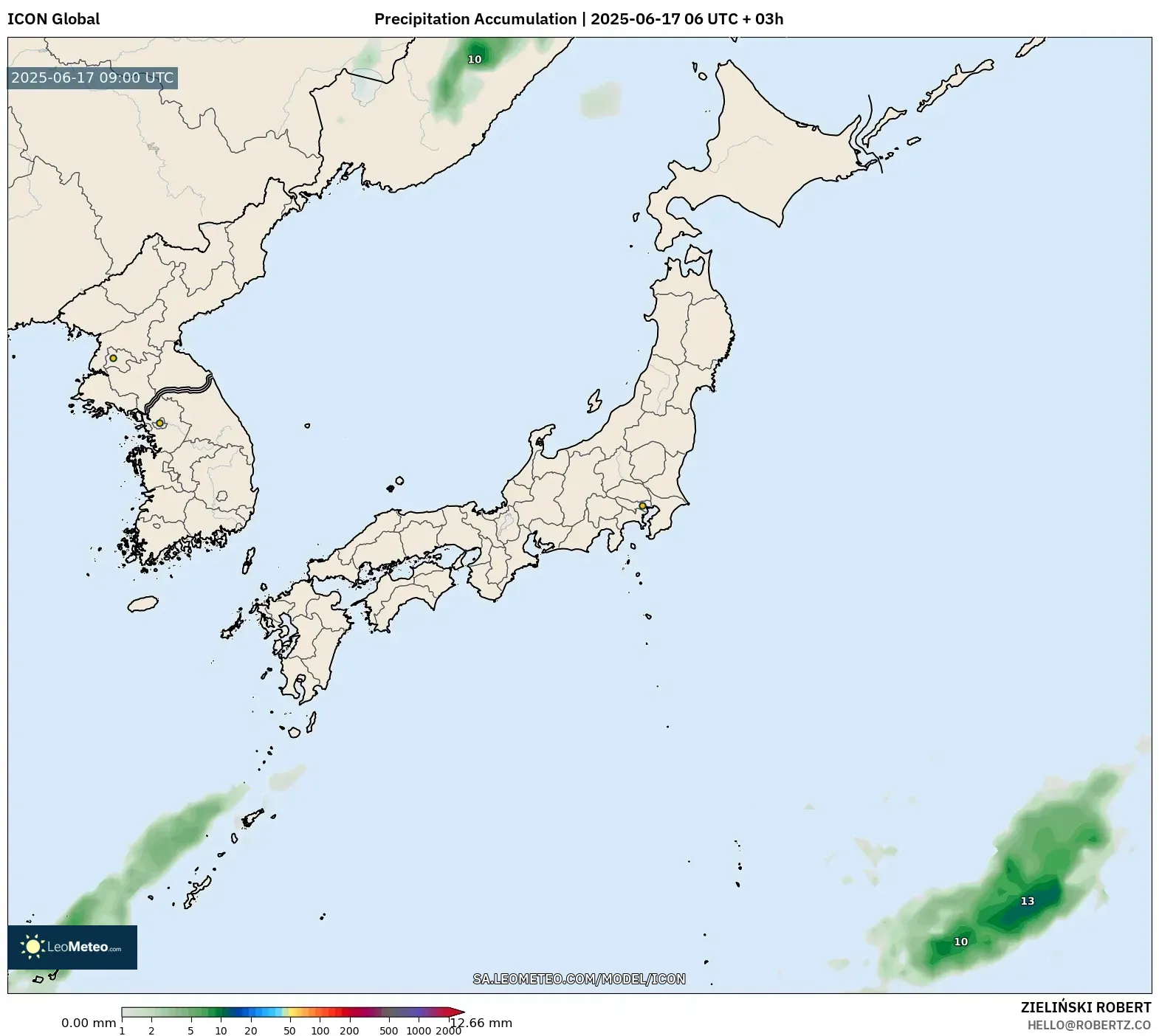 ICON model - Japan, Precipitation Accumulation ICON model - Japan, Precipitation Accumulation