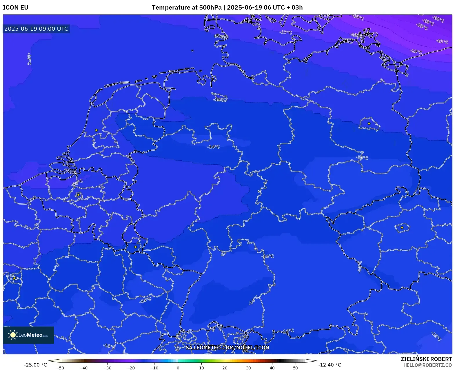 ICON model - Germany, Temperature at 500hPa ICON model - Germany, Temperature at 500hPa