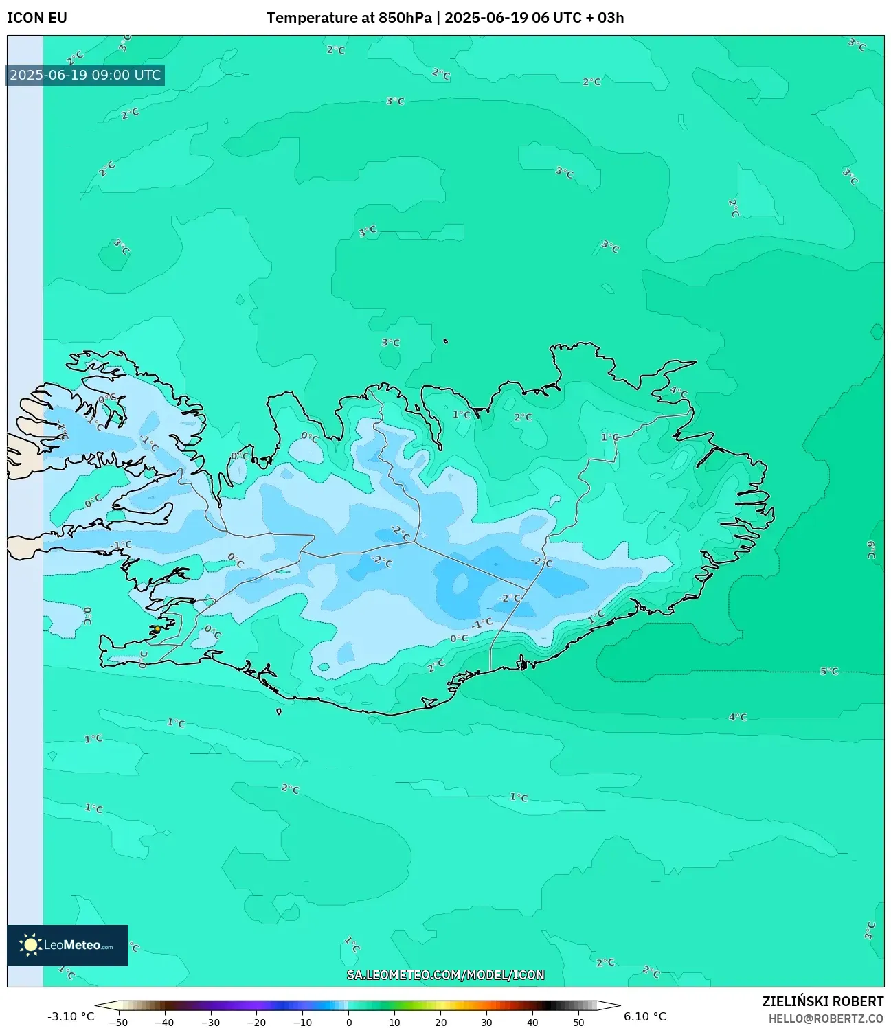 ICON model - Iceland, Temperature at 850hPa ICON model - Iceland, Temperature at 850hPa