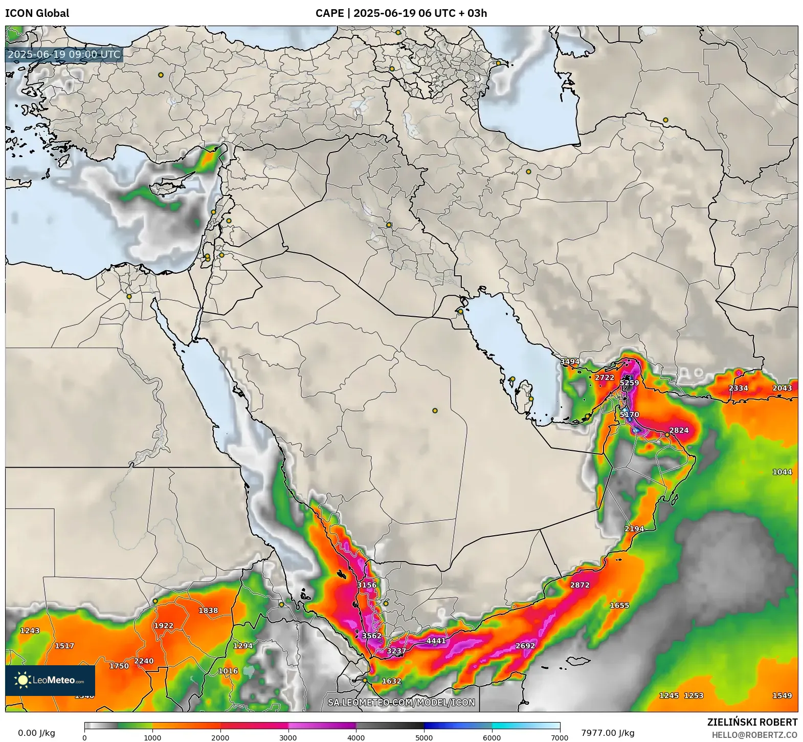 ICON model - Middle East, CAPE ICON model - Middle East, CAPE