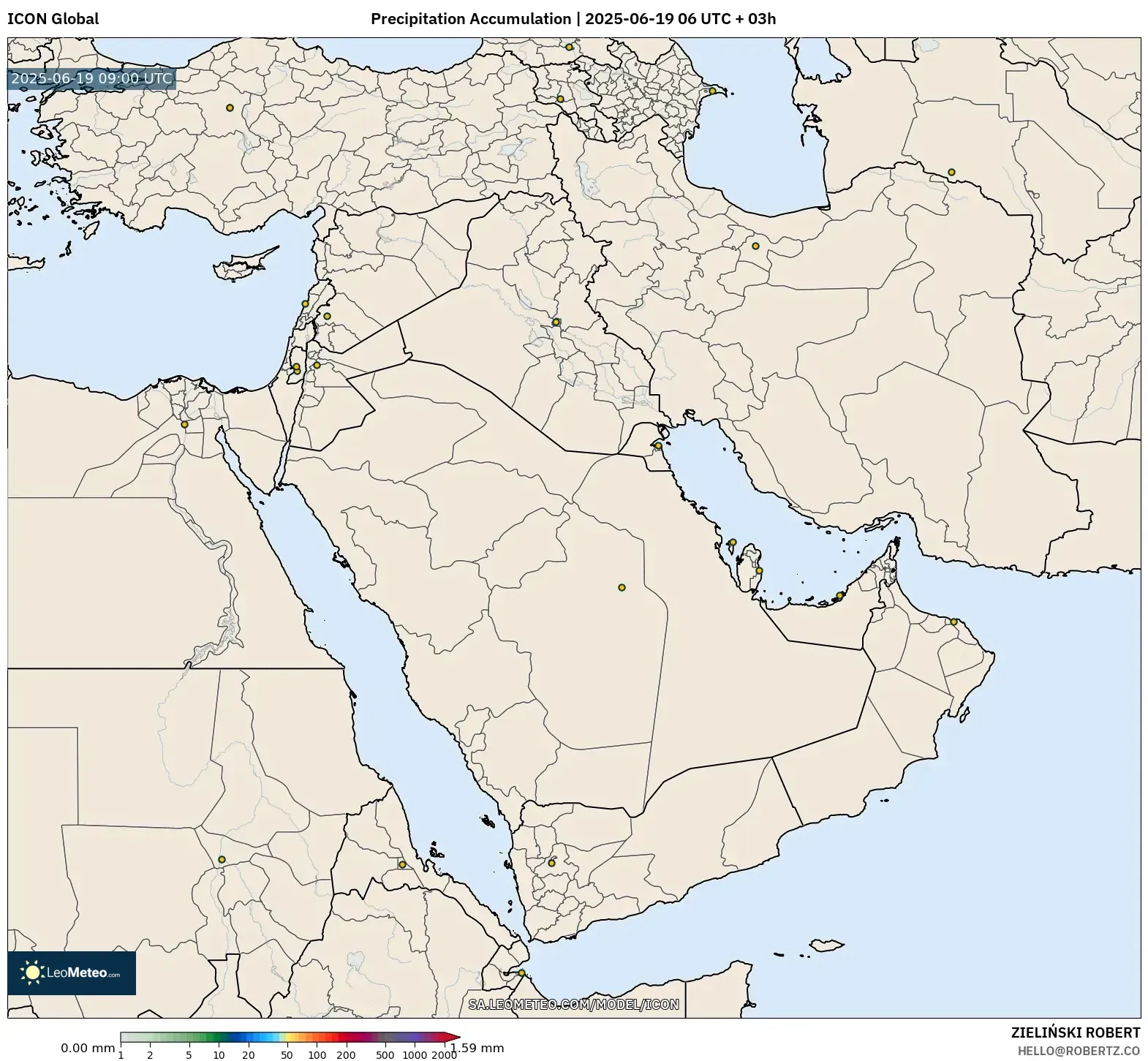 ICON model - Middle East, Precipitation Accumulation