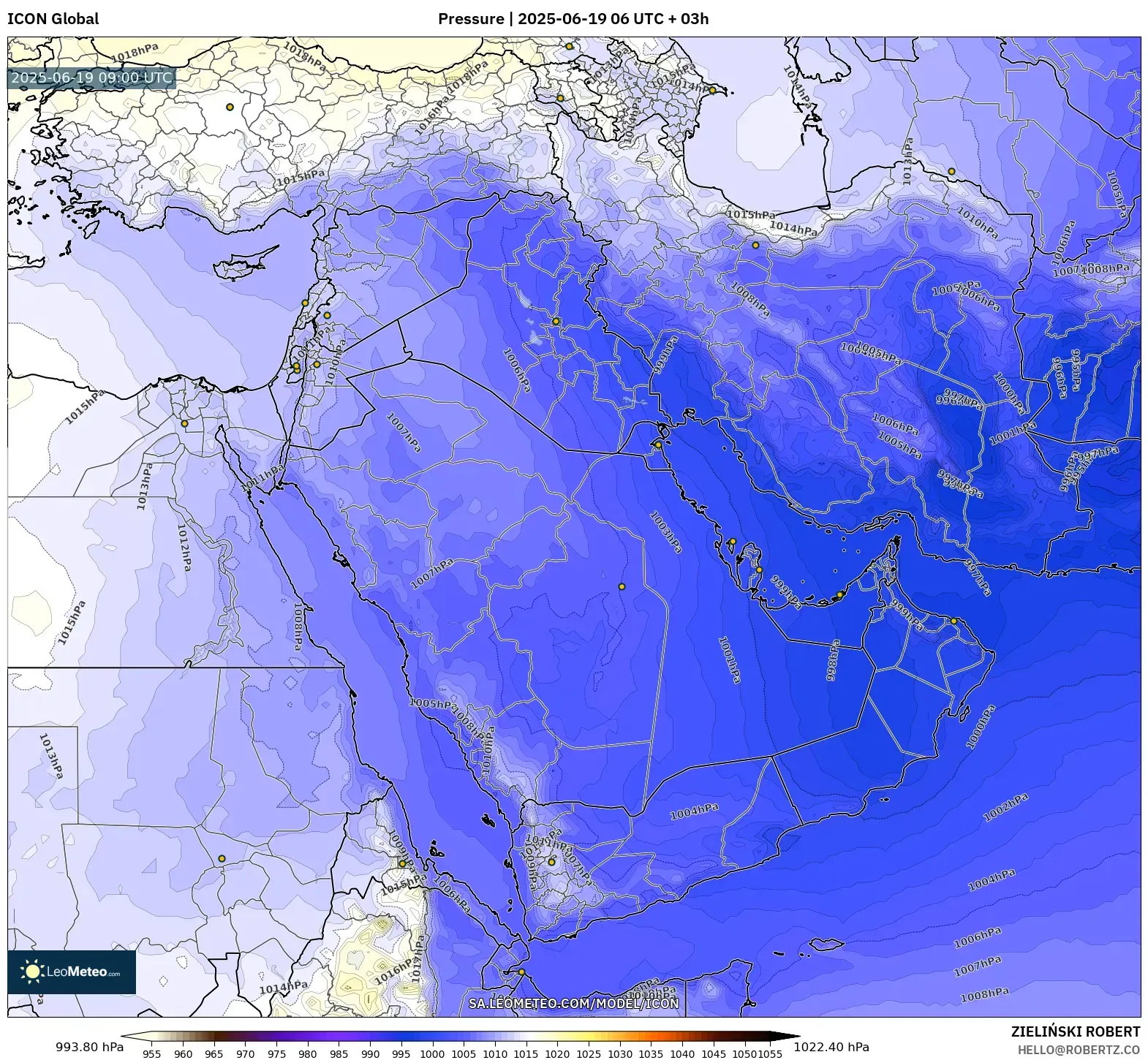 ICON model - Middle East, Pressure ICON model - Middle East, Pressure