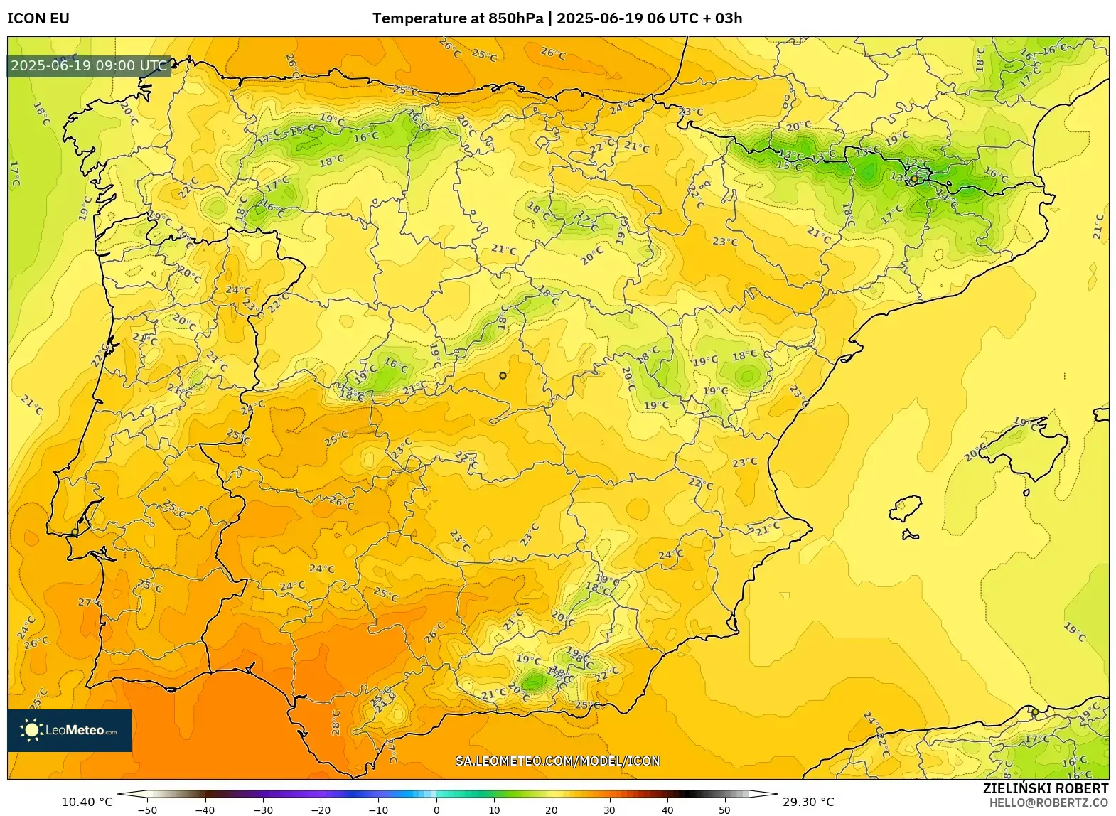 ICON model - Spain, Temperature at 850hPa ICON model - Spain, Temperature at 850hPa